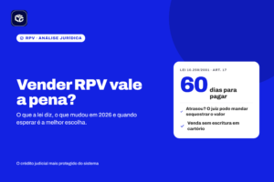 Card informativo com fundo azul vibrante e identidade visual da marca Caso Master. No canto superior esquerdo há o logotipo e um selo com o texto “RPV · ANÁLISE JURÍDICA”. O título principal, em letras brancas de grande destaque, diz: “Vender RPV vale a pena?”. Abaixo, o subtítulo afirma: “O que a lei diz, o que mudou em 2026 e quando esperar é a melhor escolha.”